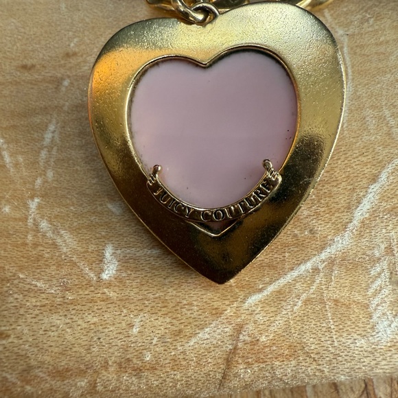 Juicy Couture Gold Toggle Bracelet with Pink Gemini Heart Charms - Picture 4 of 5